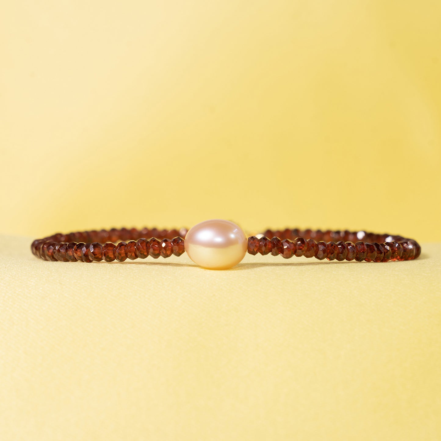 14k Garnet Pink Freshwater Pearl Bracelet 6.5''