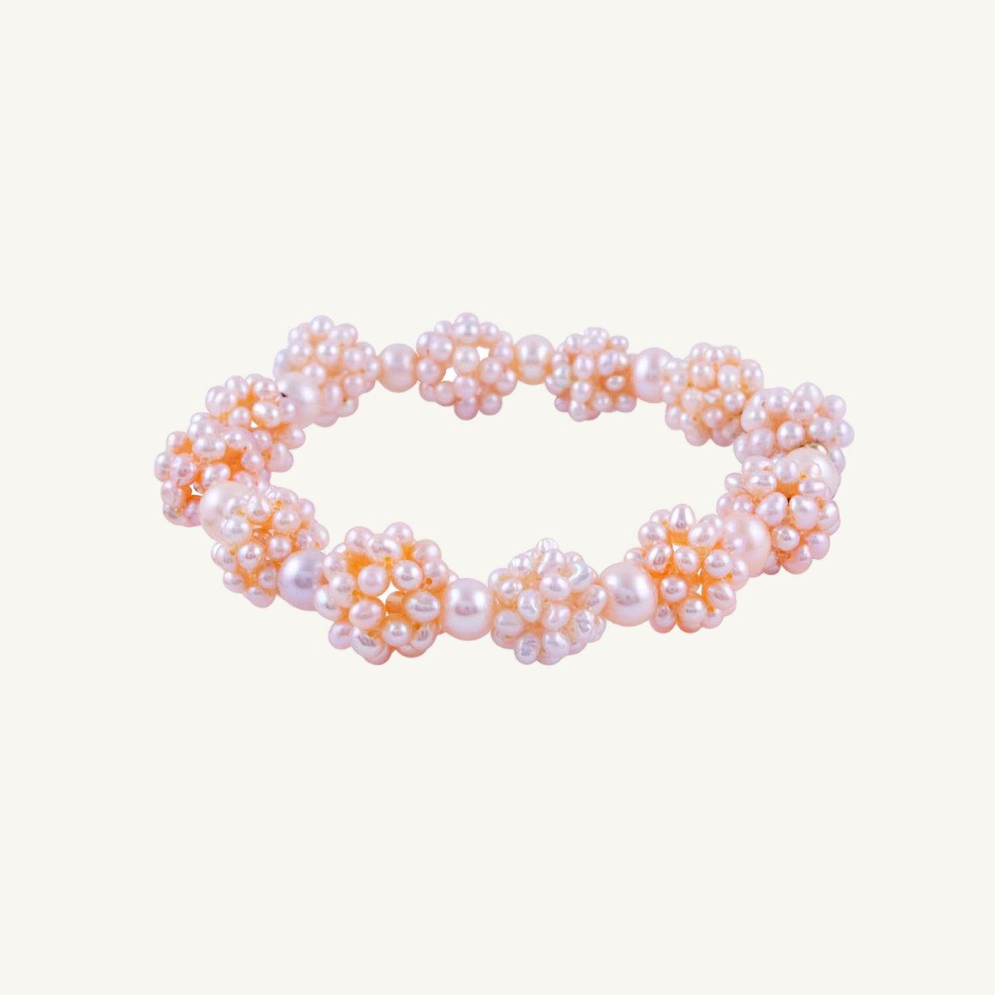 14k Pink Freshwater Pearl Popcorn Stretch Bracelet 7.5" Pink