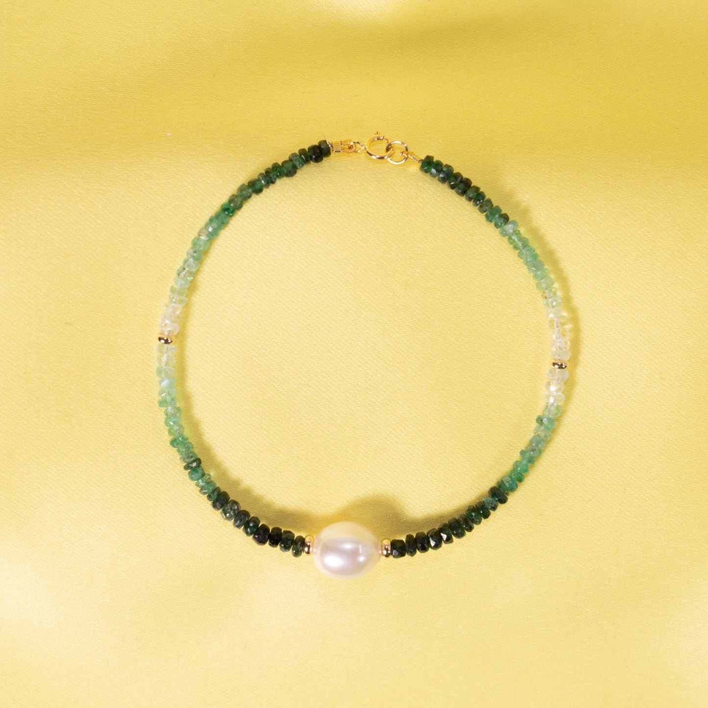 14k Shades of Gemstones, Gold Roundel and Freshwater Pearl Bracelet