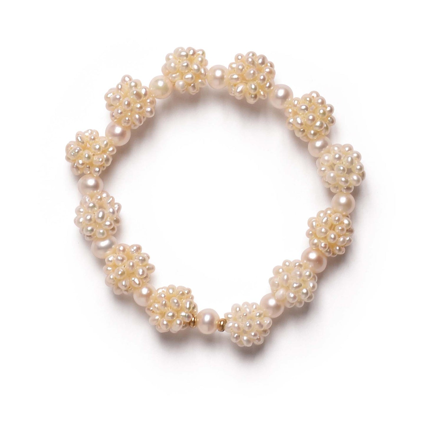 14k Pink Freshwater Pearl Popcorn Stretch Bracelet 7.5" White