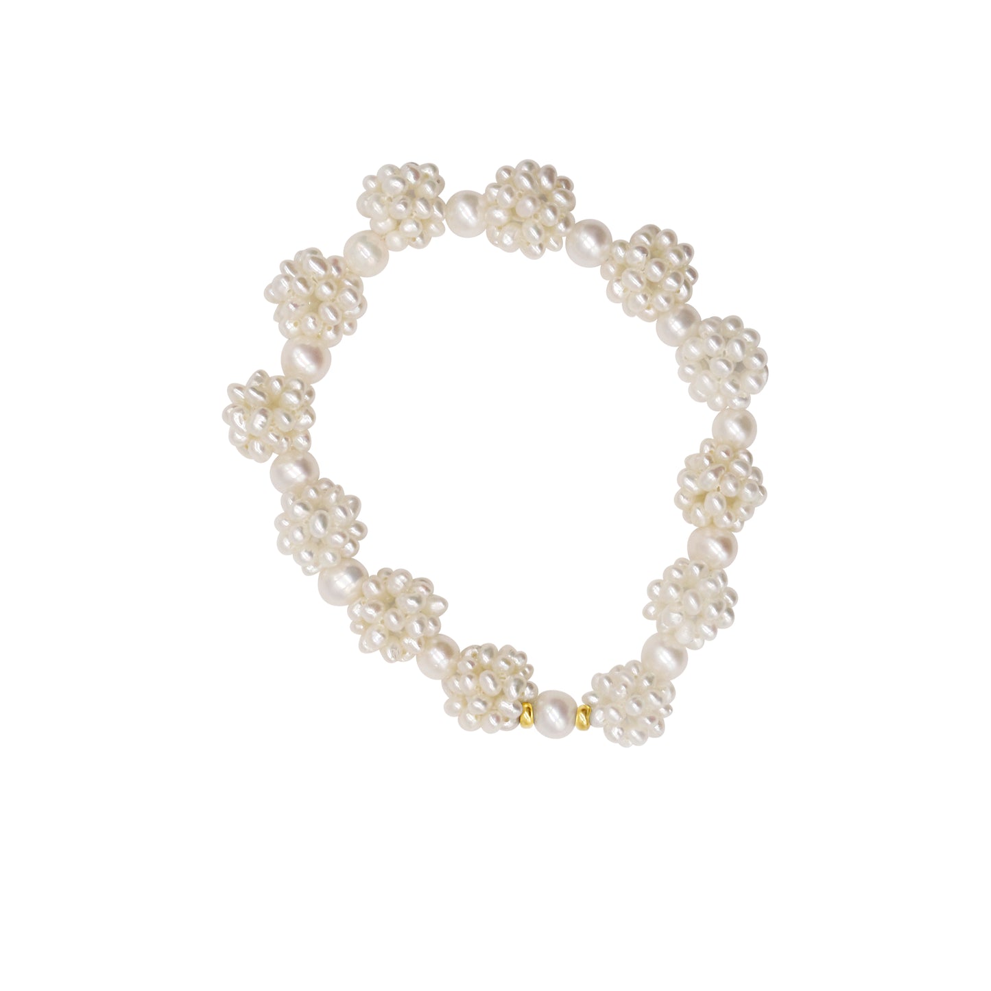14k Pink Freshwater Pearl Popcorn Stretch Bracelet 7.5" White