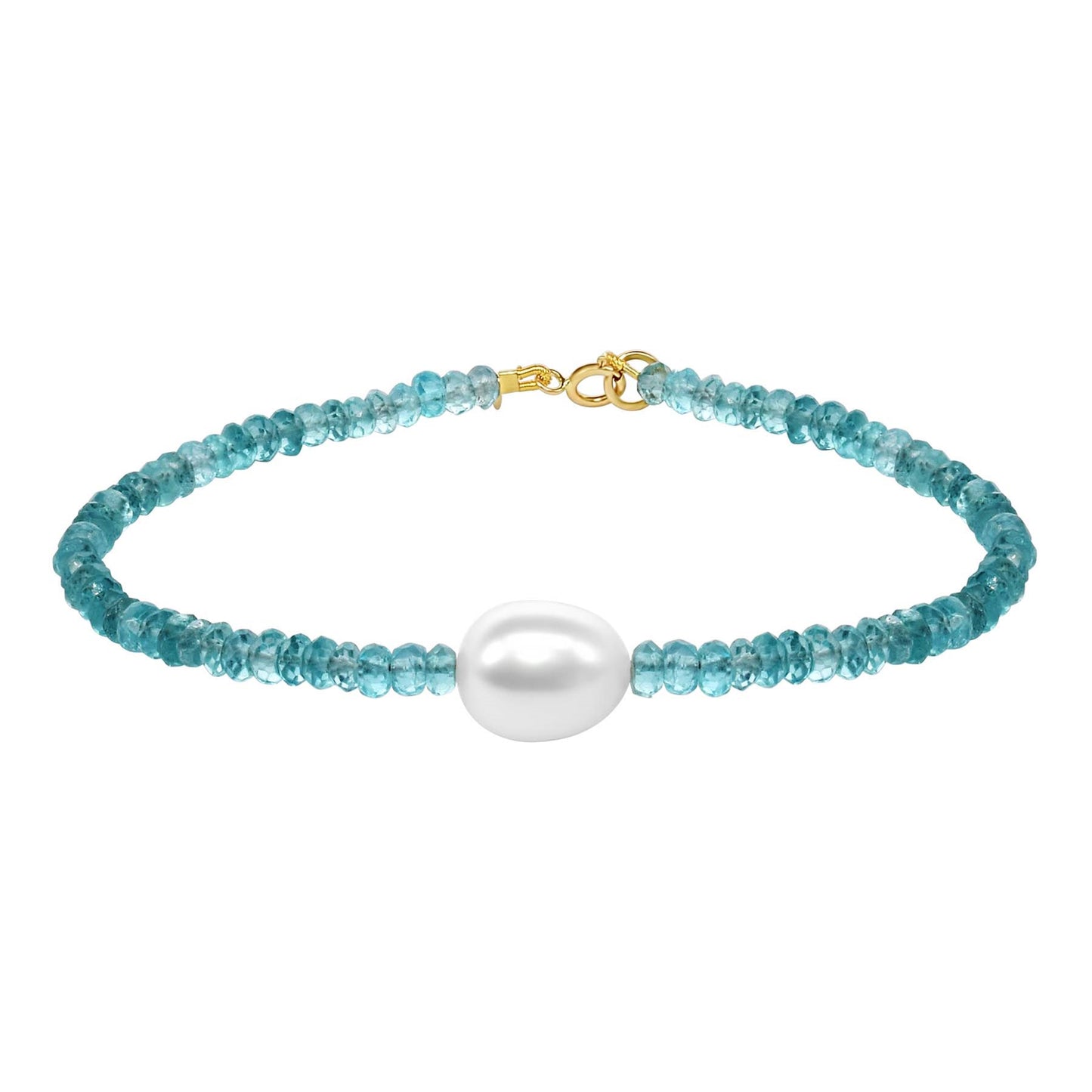 14k Gemstones with White Freshwater Pearl Bracelet