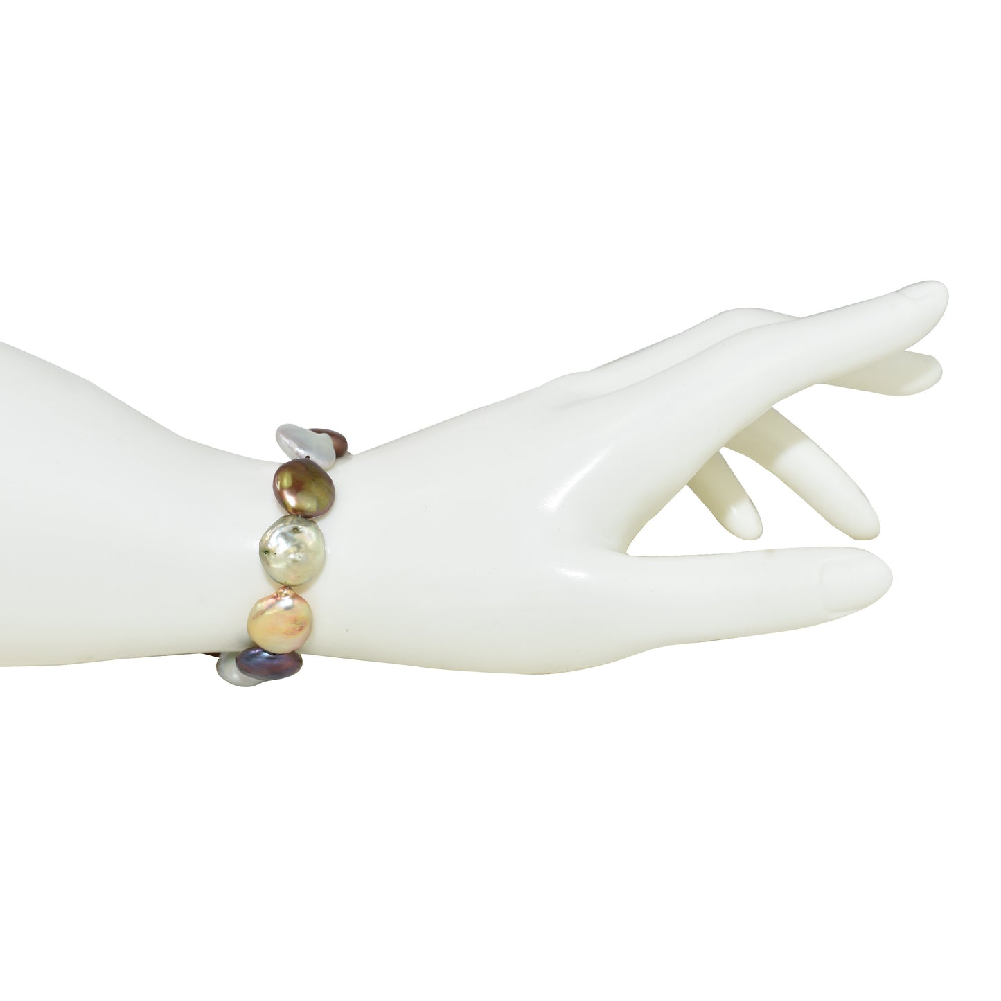 Multi Freshwater Pearl Coin Stretch Bracelet