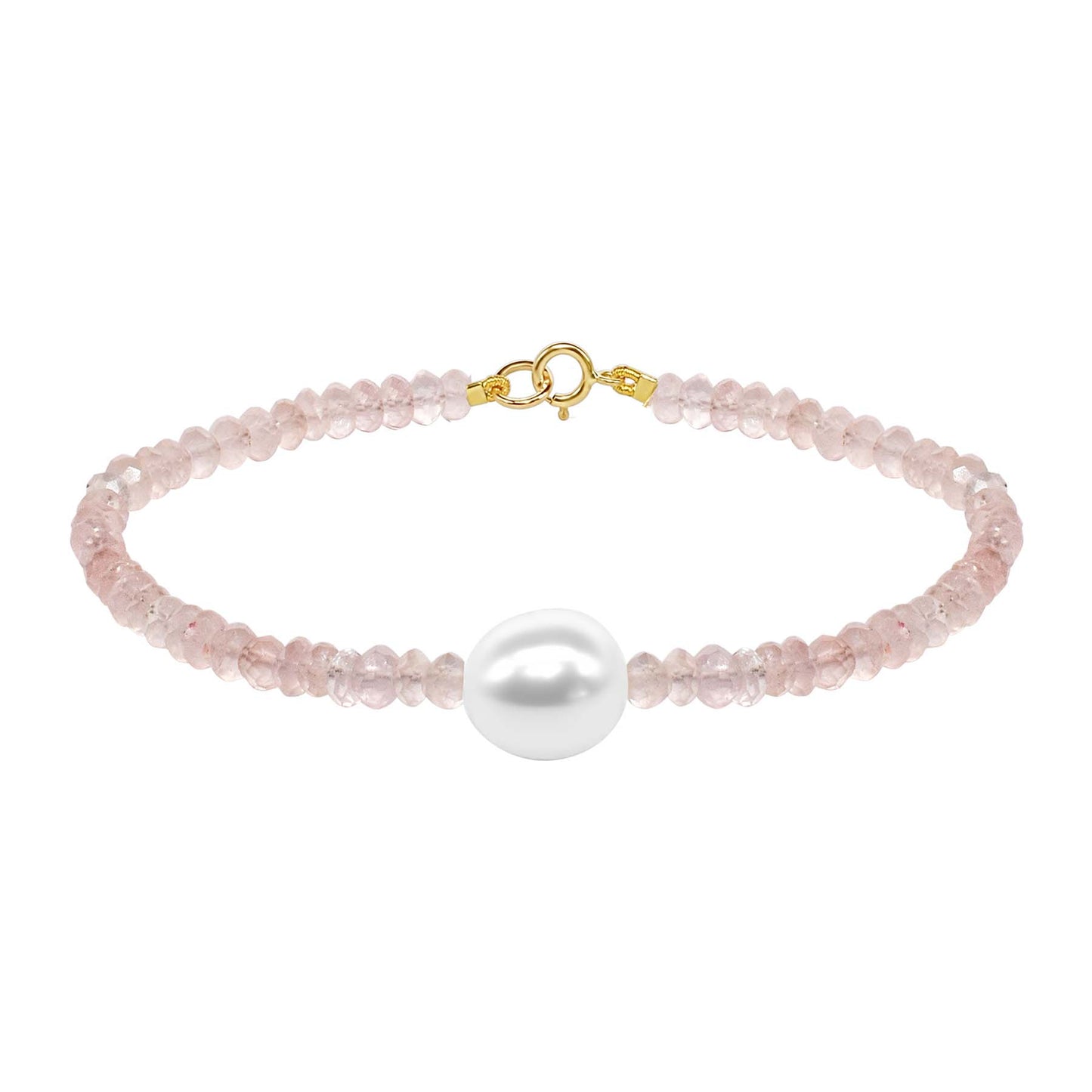 14k Gemstones with White Freshwater Pearl Bracelet