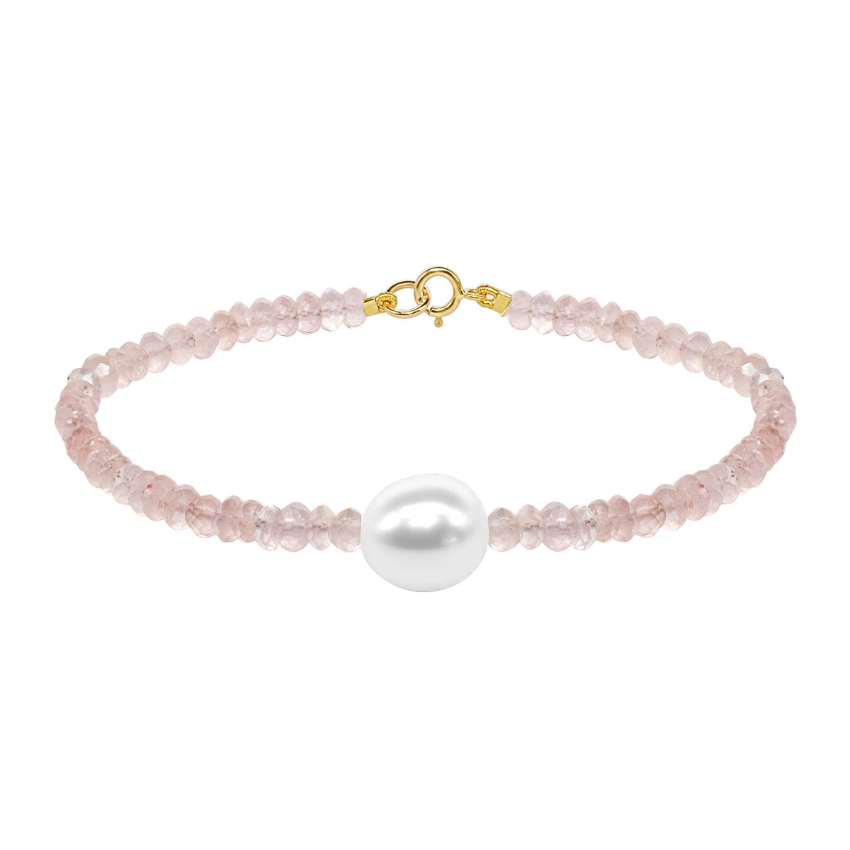 14k Gemstones with White Freshwater Pearl Bracelet