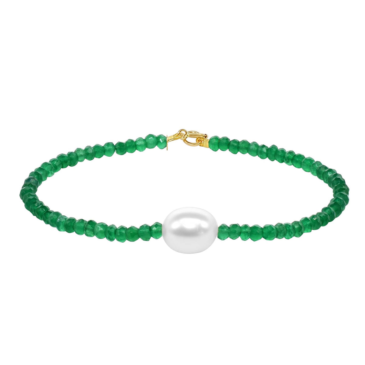 14k Gemstones with White Freshwater Pearl Bracelet