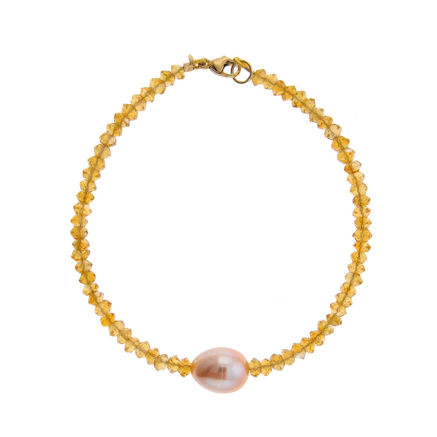 14k Gemstones with Pink Freshwater Pearl Bracelet