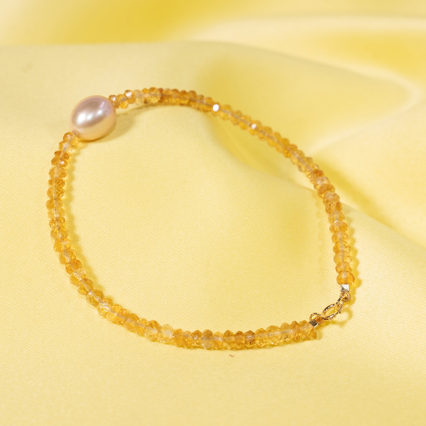 14k Gemstones with Pink Freshwater Pearl Bracelet