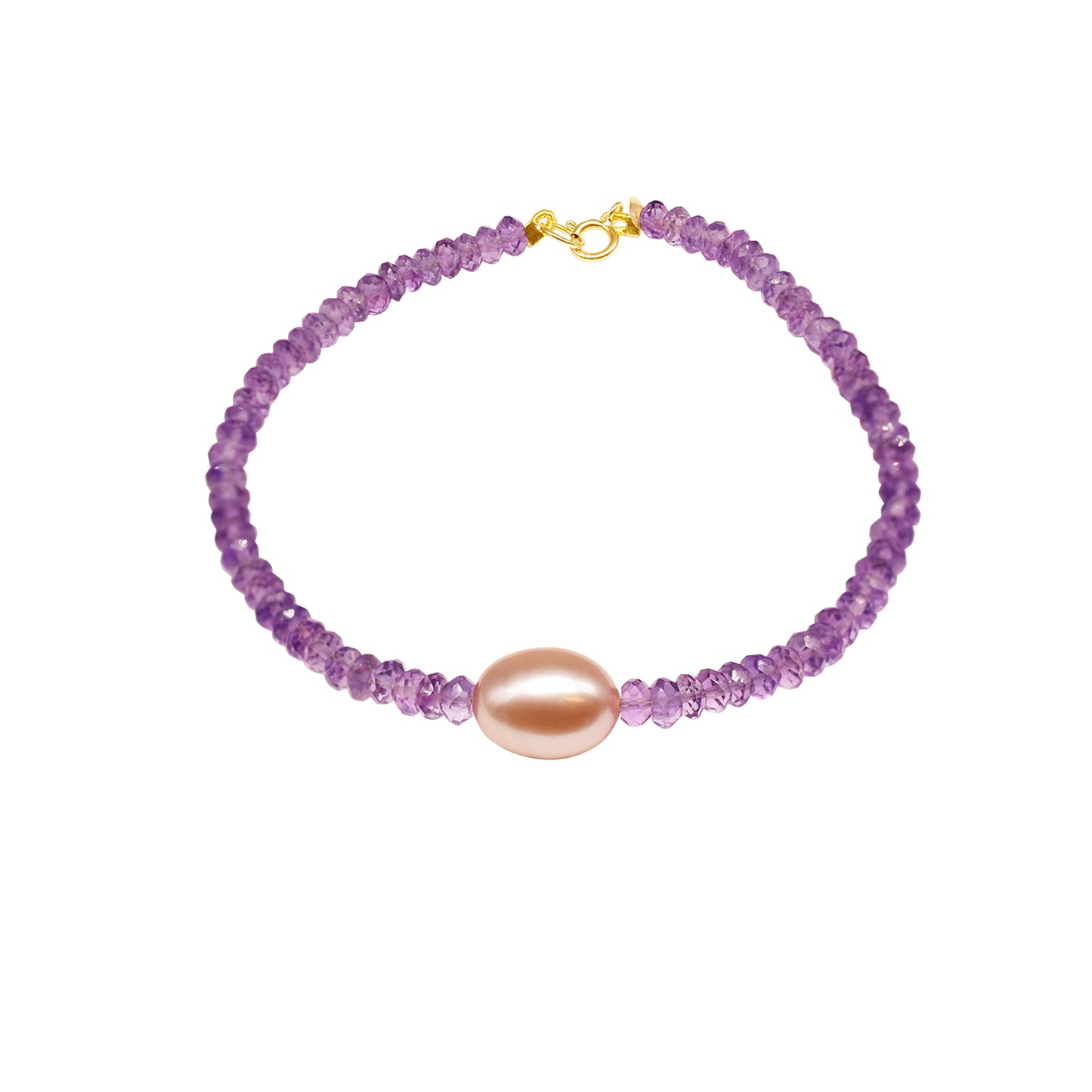 14k Gemstones with Pink Freshwater Pearl Bracelet