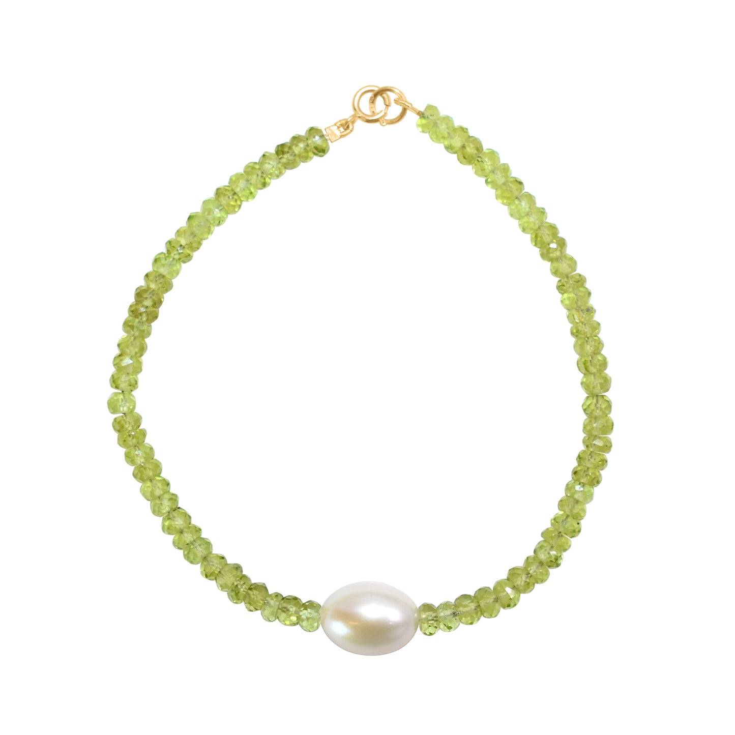 14k Gemstones with White Freshwater Pearl Bracelet