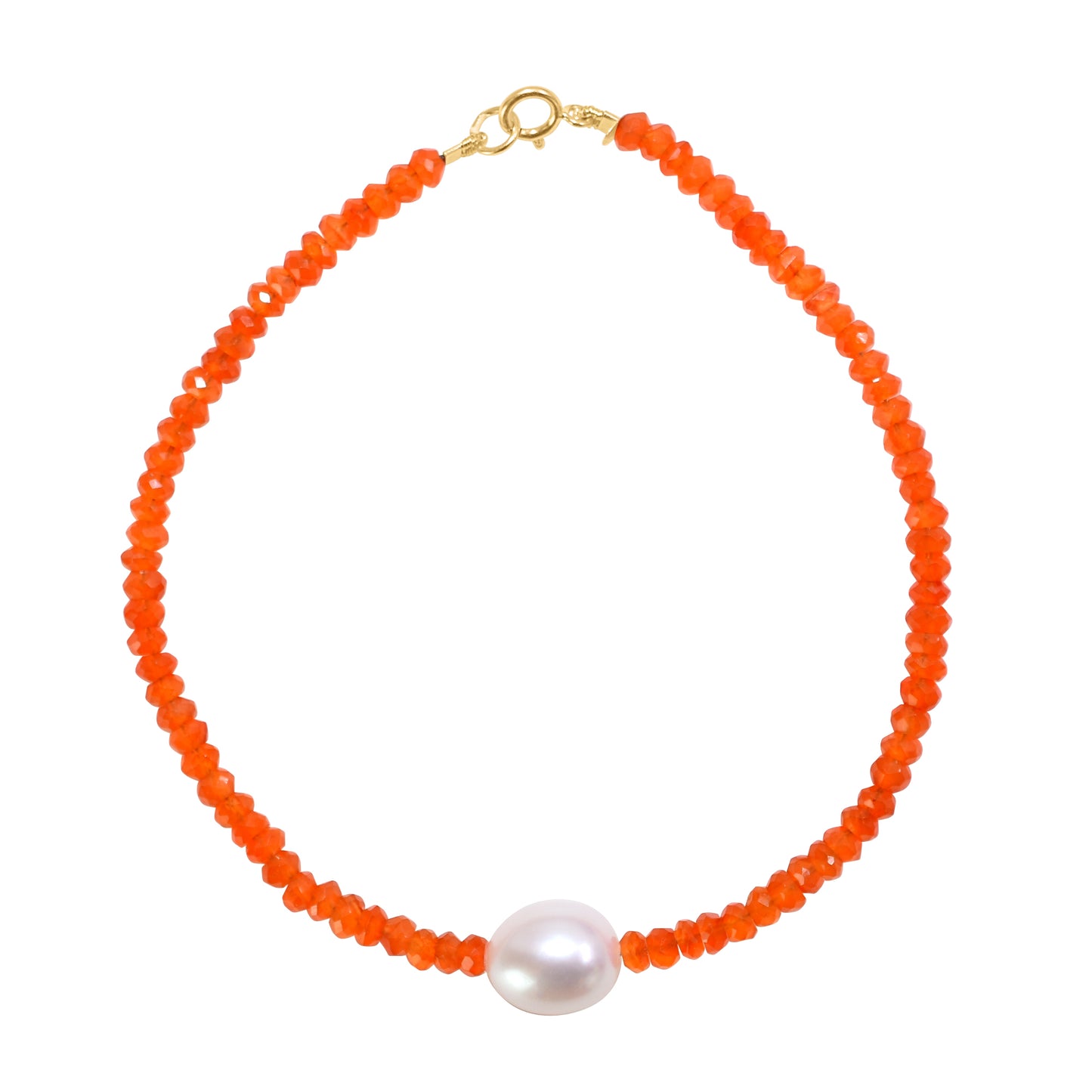 14k Gemstones with White Freshwater Pearl Bracelet