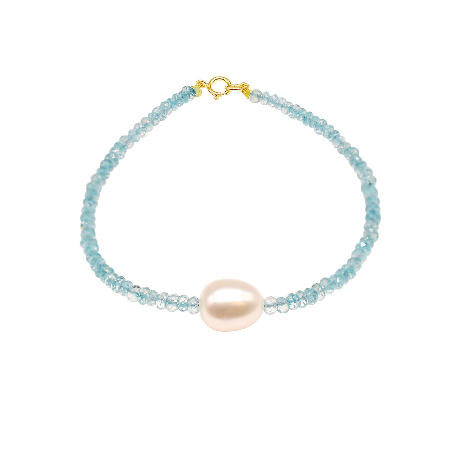 14k Gemstones with White Freshwater Pearl Bracelet