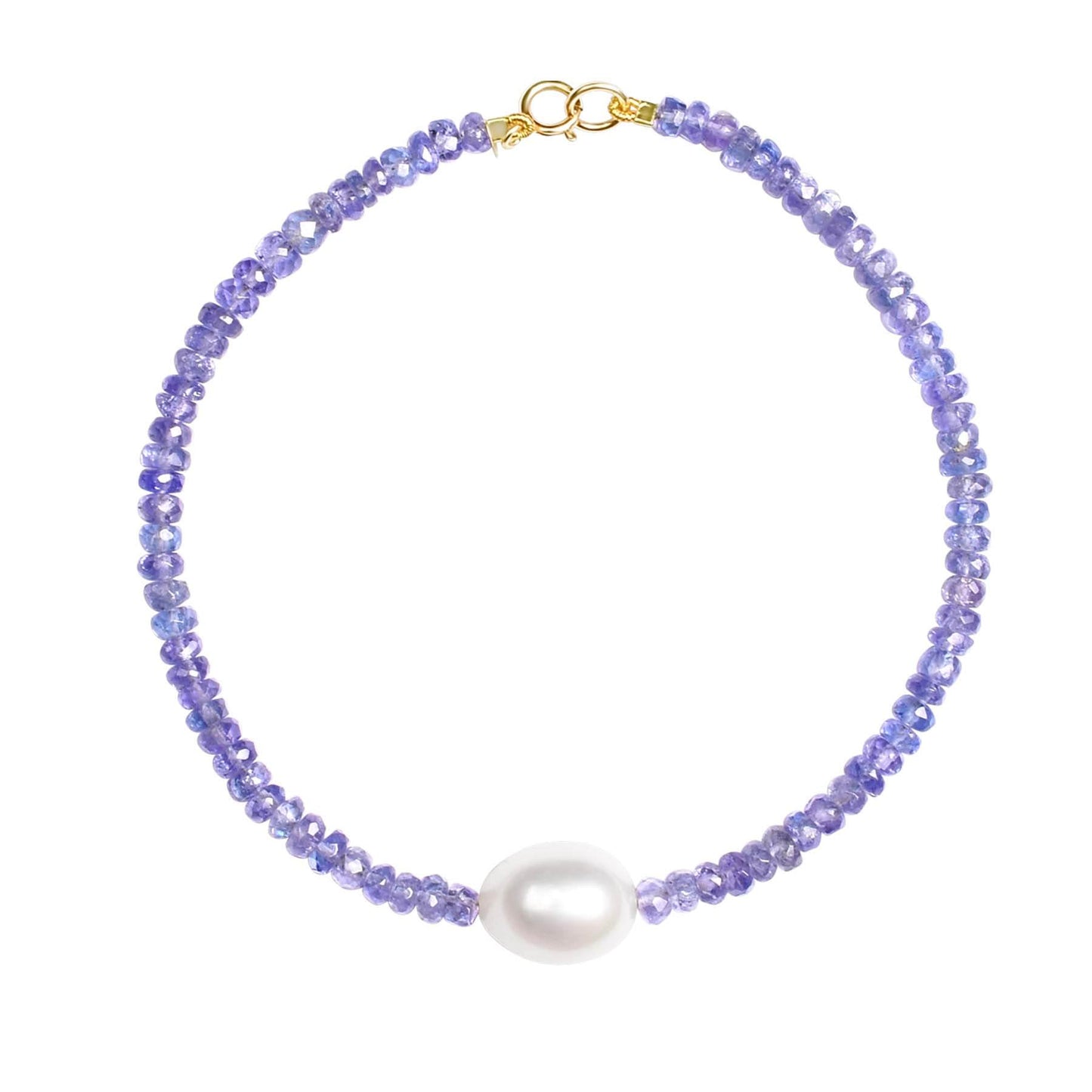 14k Gemstones with White Freshwater Pearl Bracelet