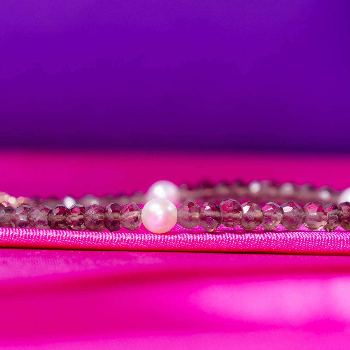 14k Gemstones with White Pearl Bracelet