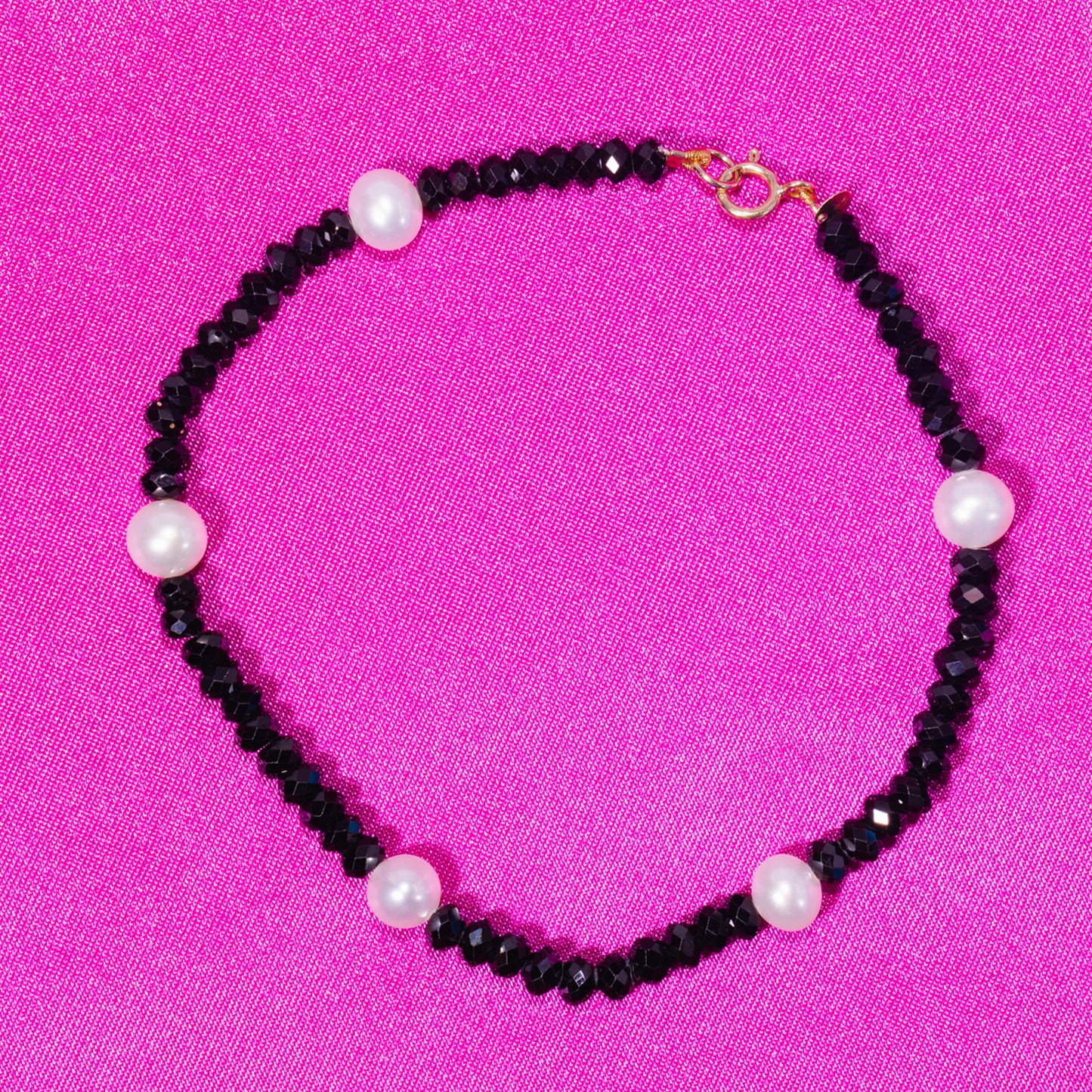 14k Gemstones with White Pearl Bracelet