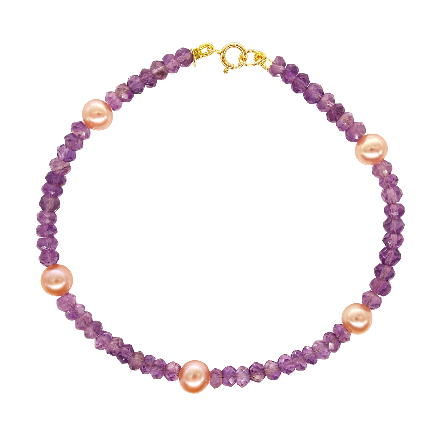 14k Gemstones with White Pearl Bracelet