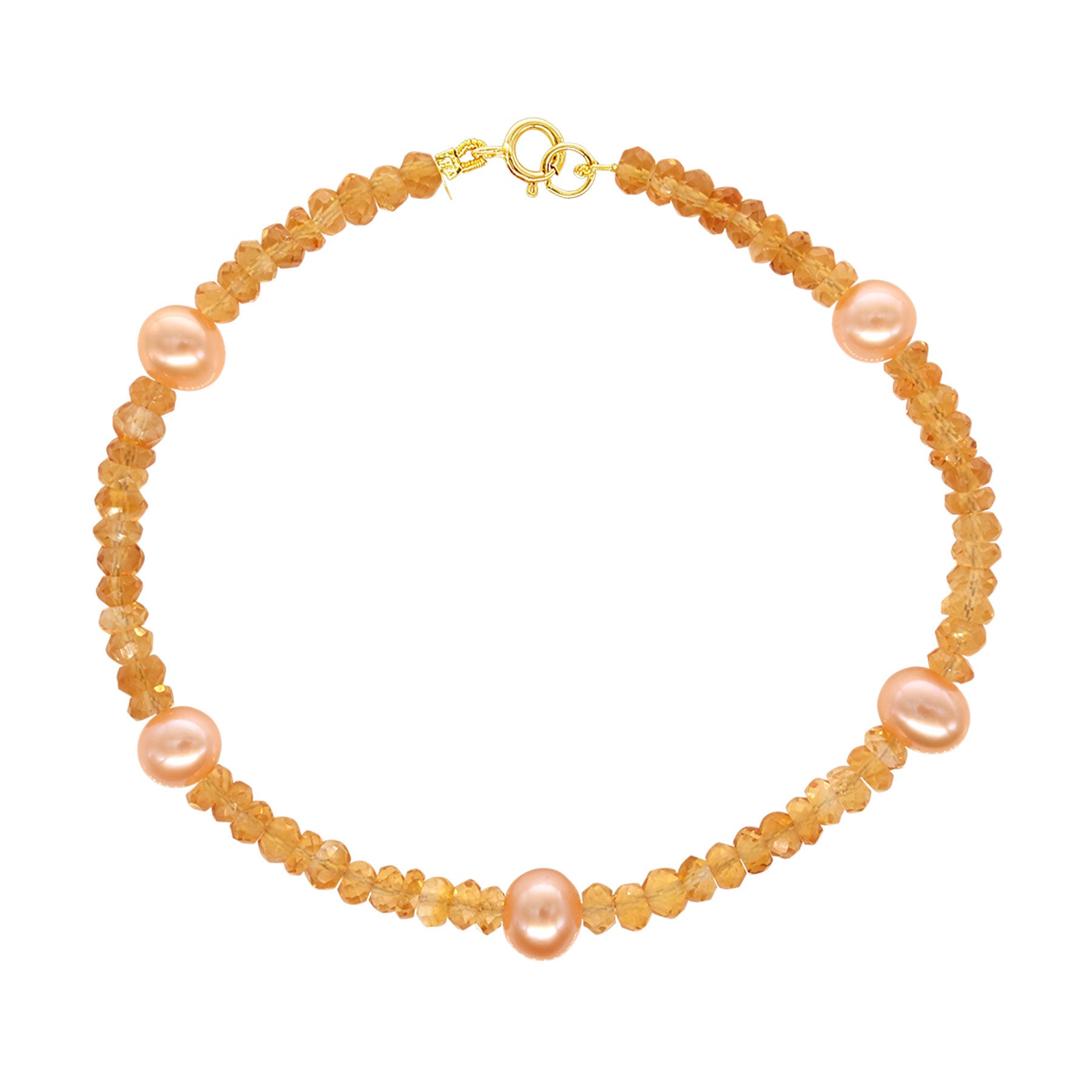 14k Gemstones with White Pearl Bracelet
