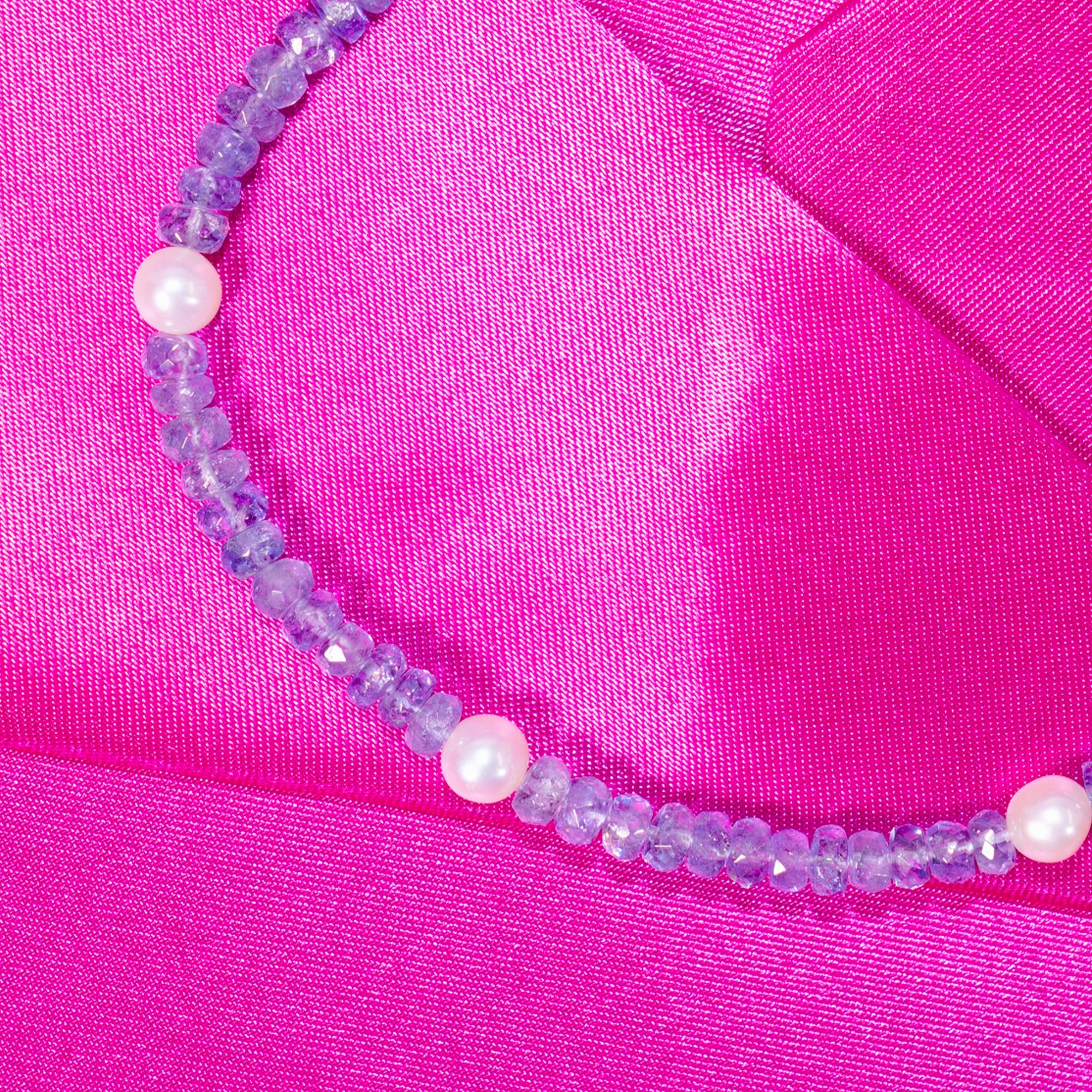 14k Gemstones with White Pearl Bracelet