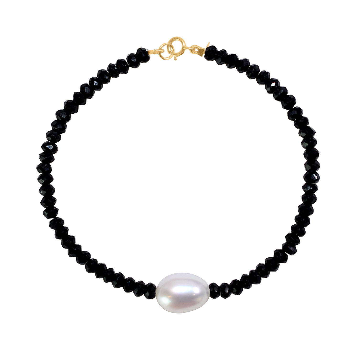 14k Gemstones with White Freshwater Pearl Bracelet