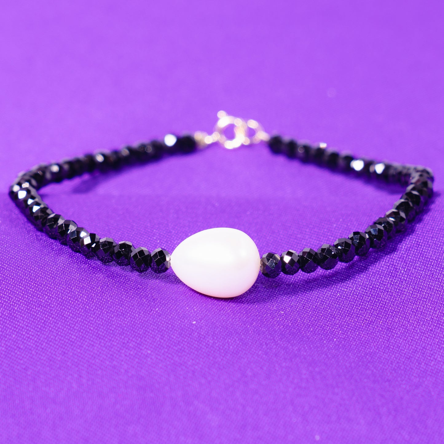 14k Gemstones with White Freshwater Pearl Bracelet