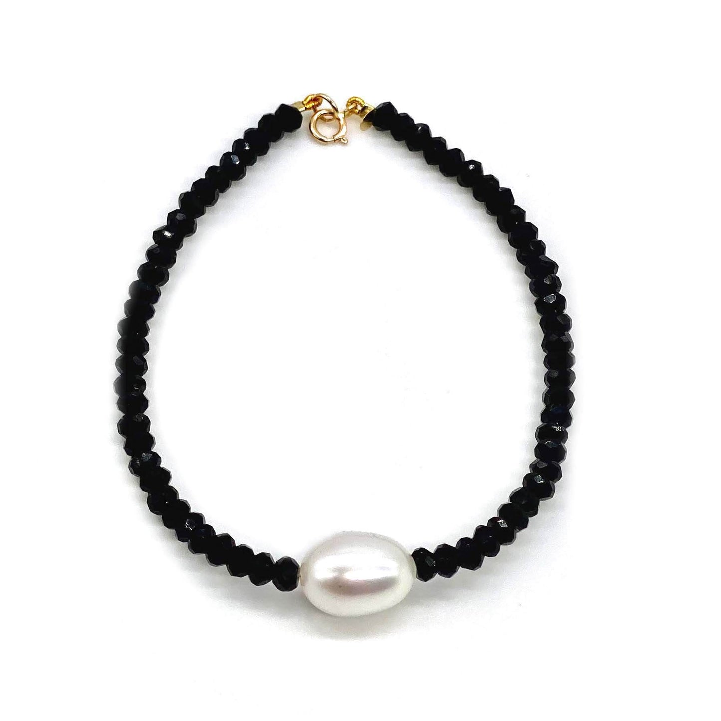 14k Gemstones with White Freshwater Pearl Bracelet