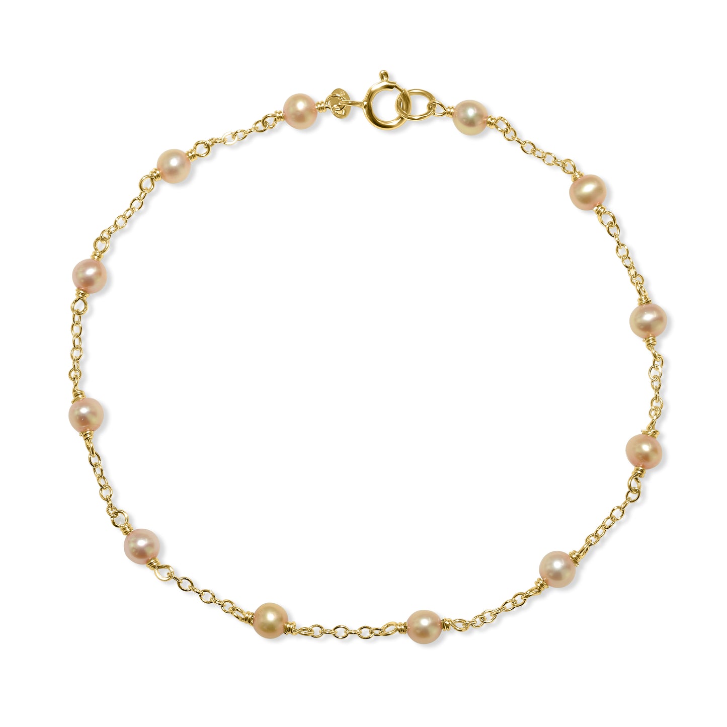 14k Champagne Pearl Link Bracelet