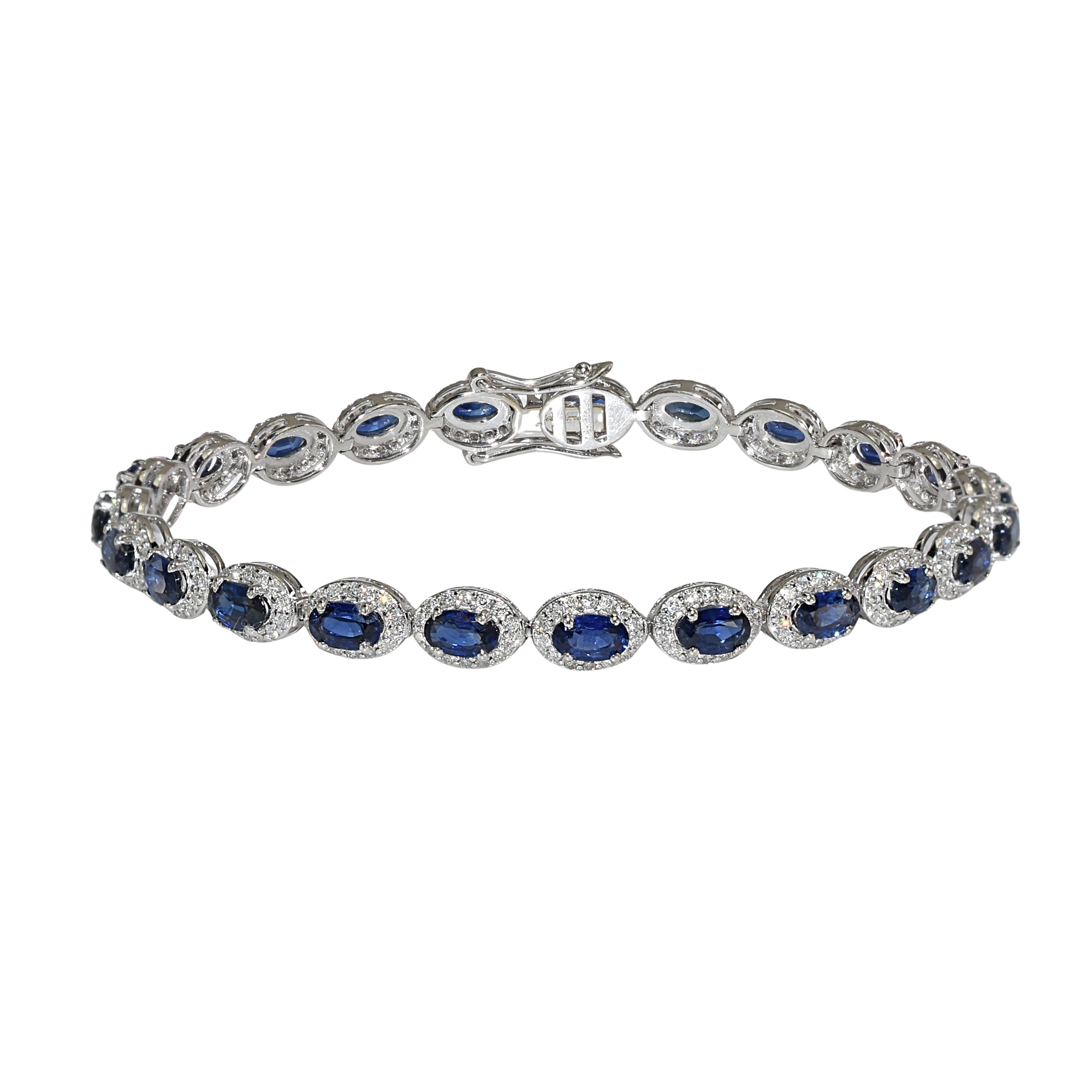 18k White Gold Sapphire Diamond Tennis Bracelet