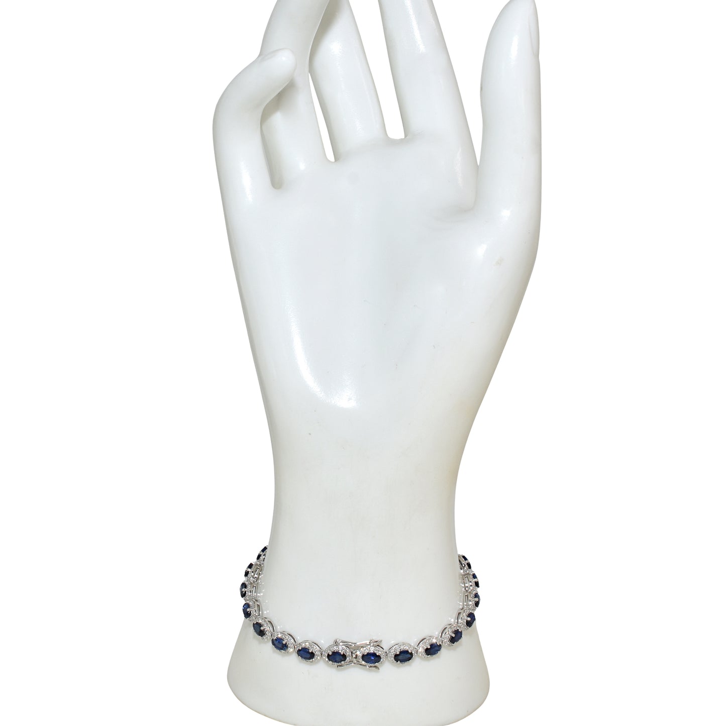 18k White Gold Sapphire Diamond Tennis Bracelet