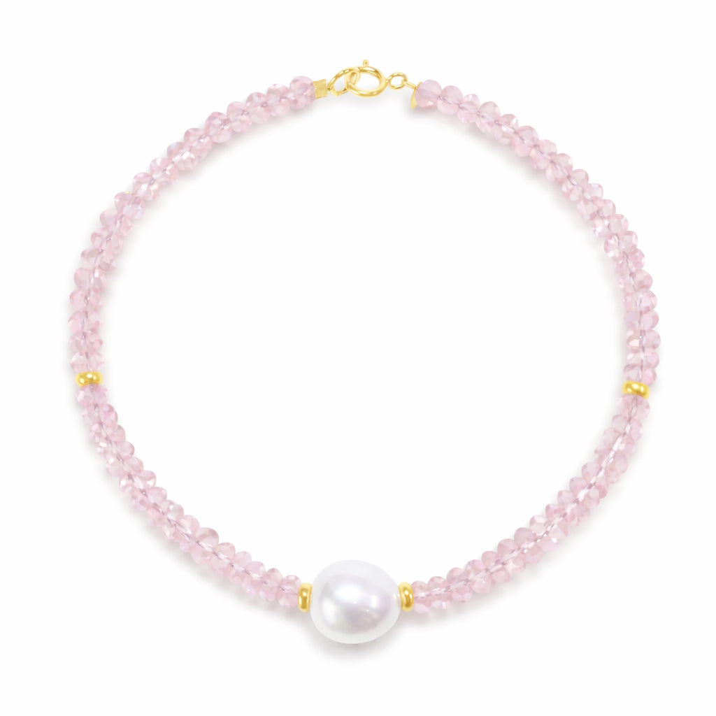 14k Shades of Gemstones, Gold Roundel and Freshwater Pearl Bracelet