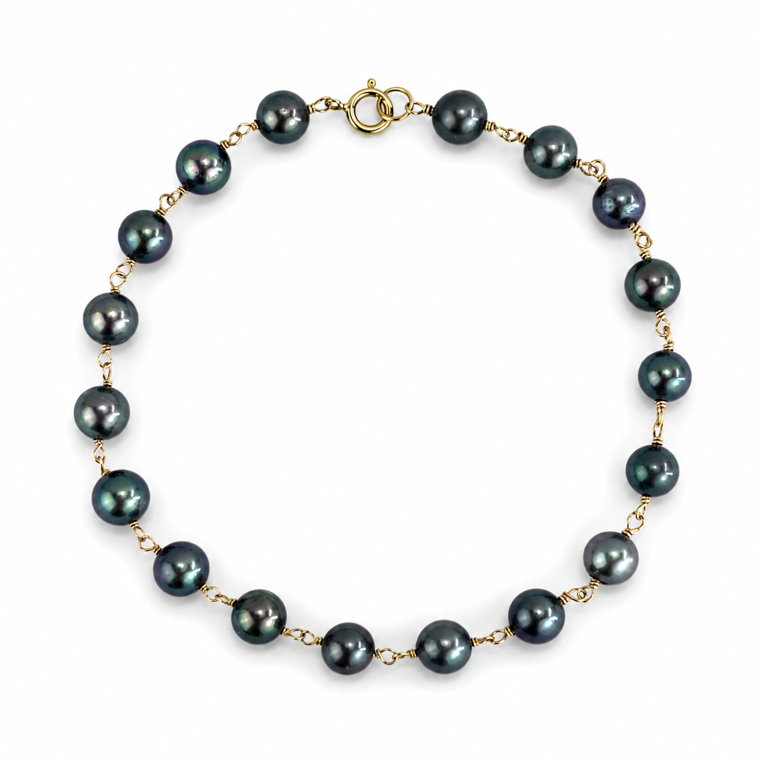 14k Peacock Pearl Link Bracelet