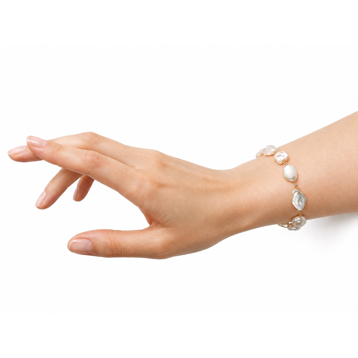 14k White Pearl Mixed Shape Shape Bracelet