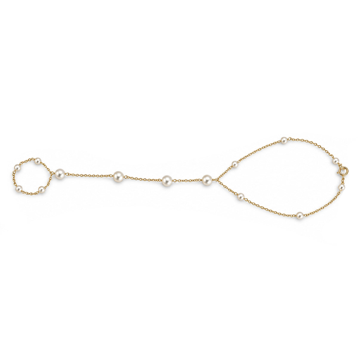 14k Hand Chain Gemstone Ring Bracelet