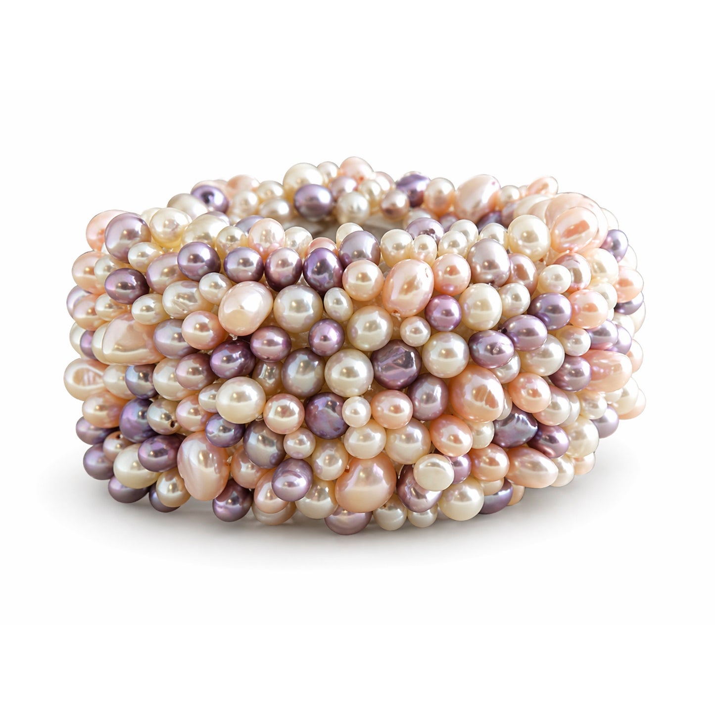 Multi Pink & Lavender Pearl Mixed Elastic Bracelet