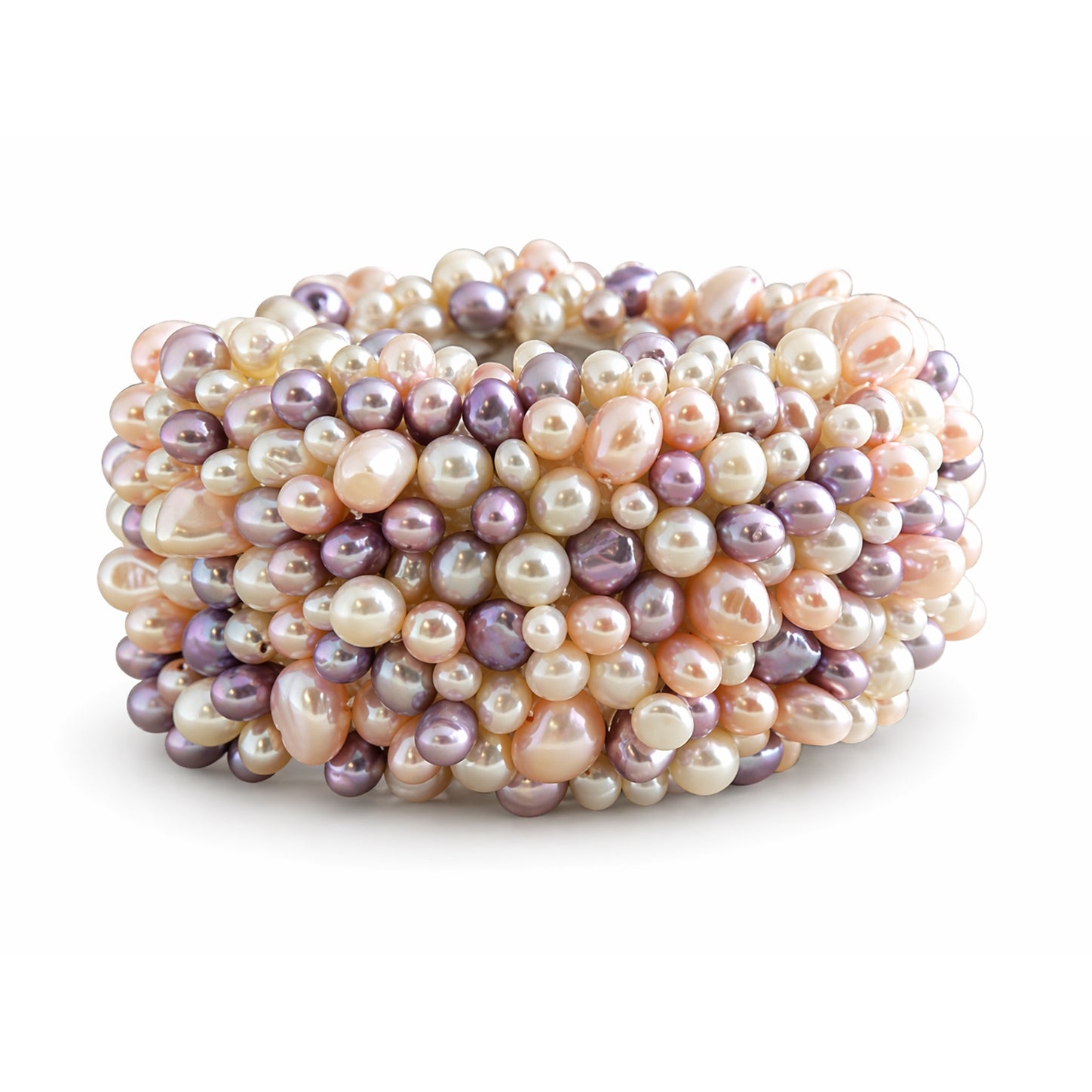 Multi Pink & Lavender Pearl Mixed Elastic Bracelet