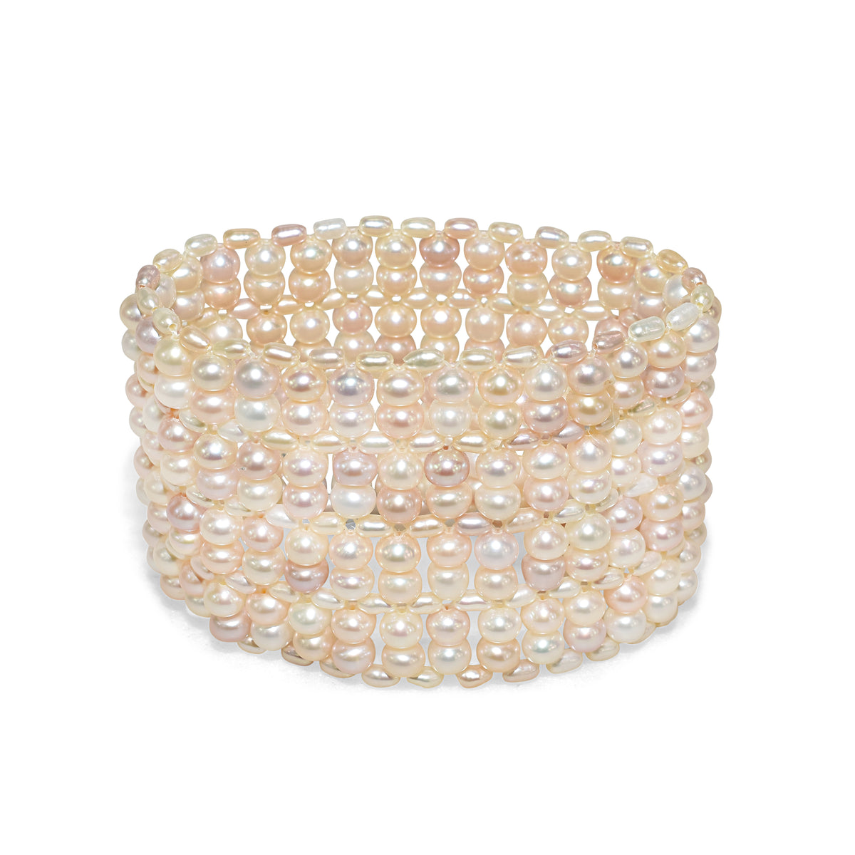 Multi Pink Lavender White Fresh Water Pearl Stretch Bracelet
