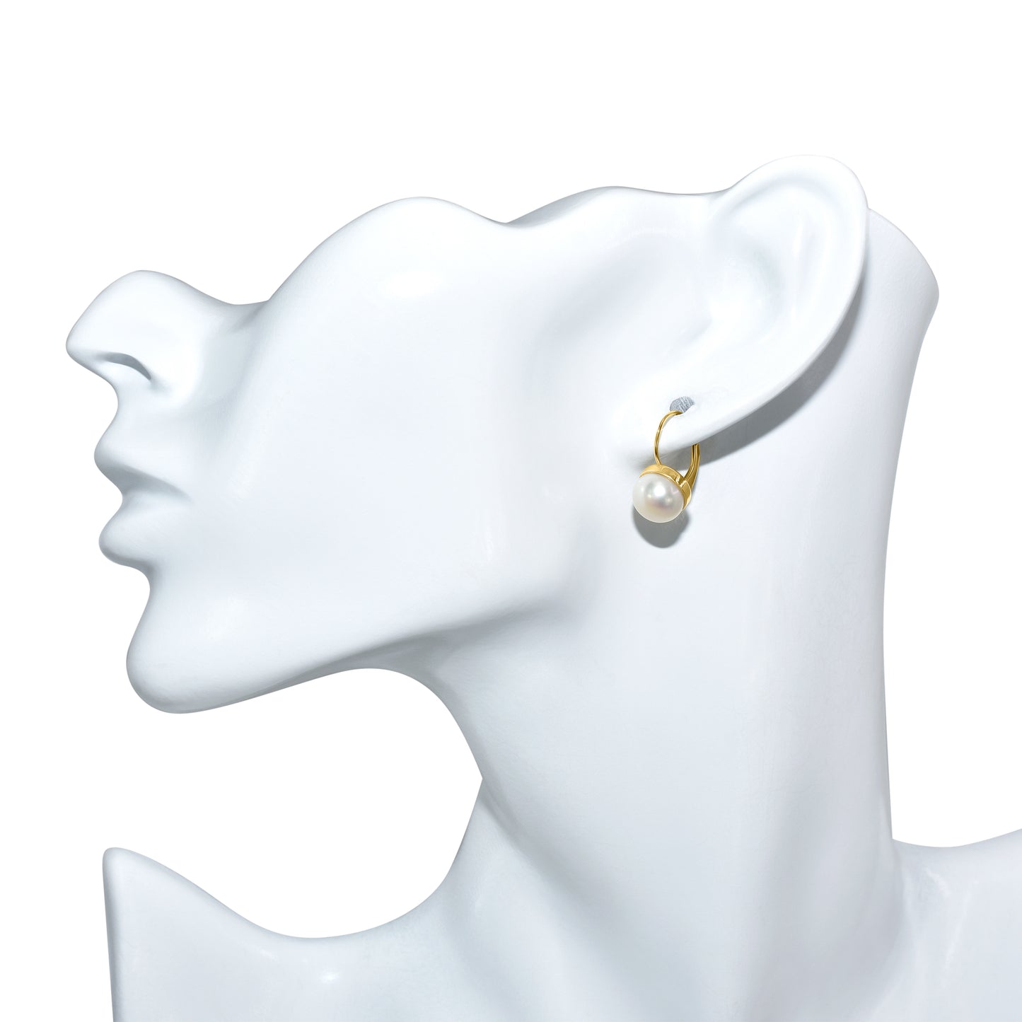 14k White Freshwater Pearl Leverback Earring 8MM