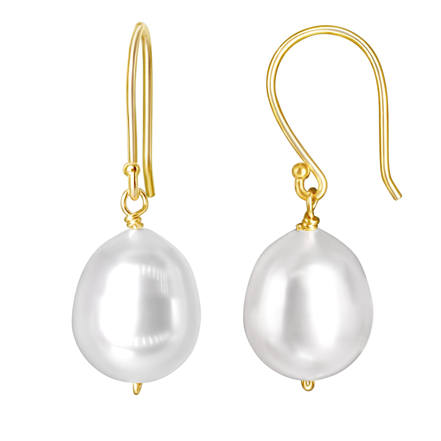 14k White Freshwater Pearl Hook Drop Earring