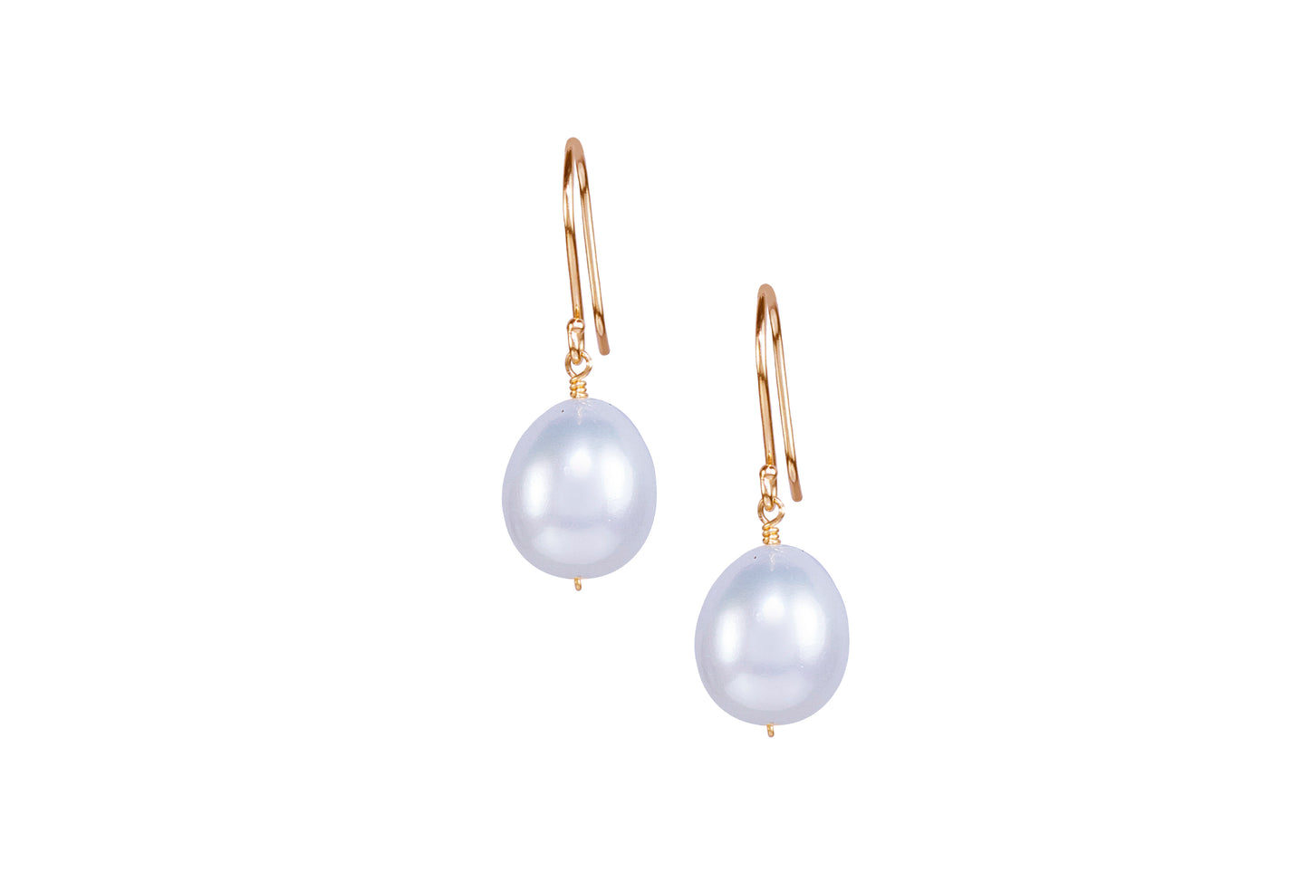 14k White Freshwater Pearl Hook Drop Earring