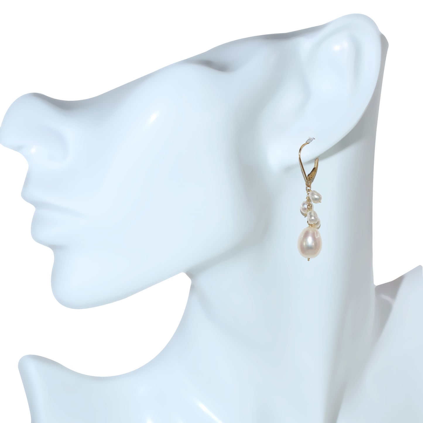 14k White Pearl Leverback Earring