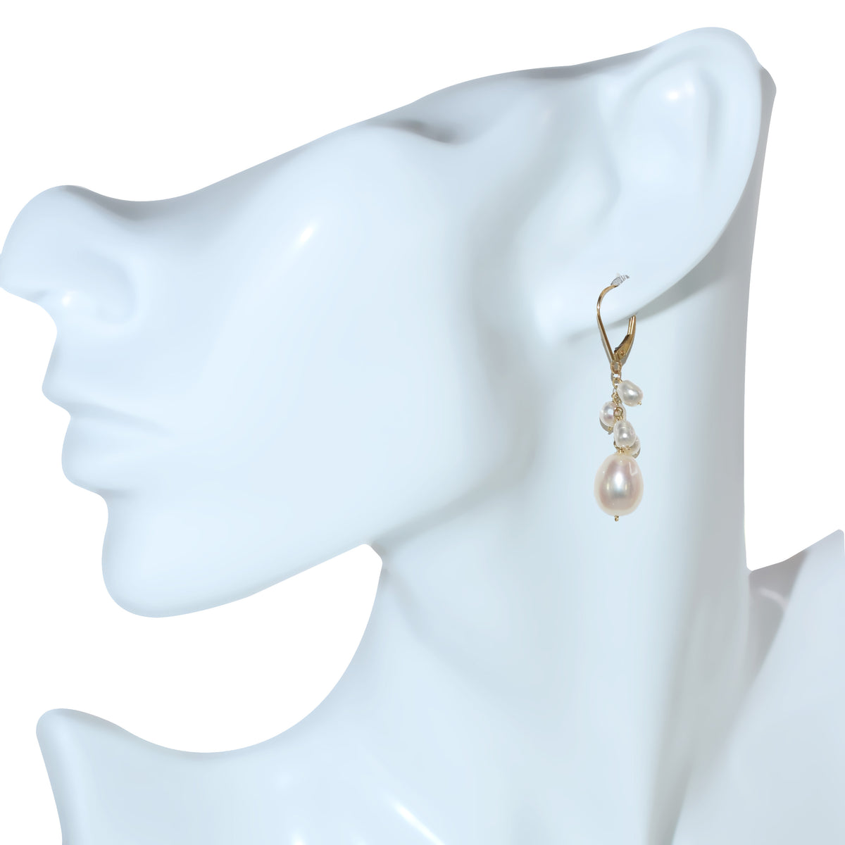 14k White Pearl Leverback Earring