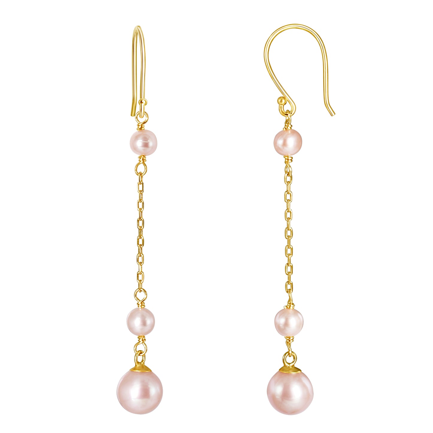 14k Pink Freshwater Pearl Hook Earrings