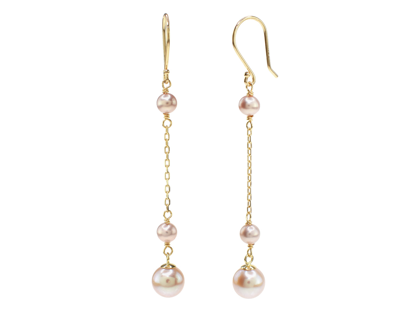 14k Pink Freshwater Pearl Hook Earrings
