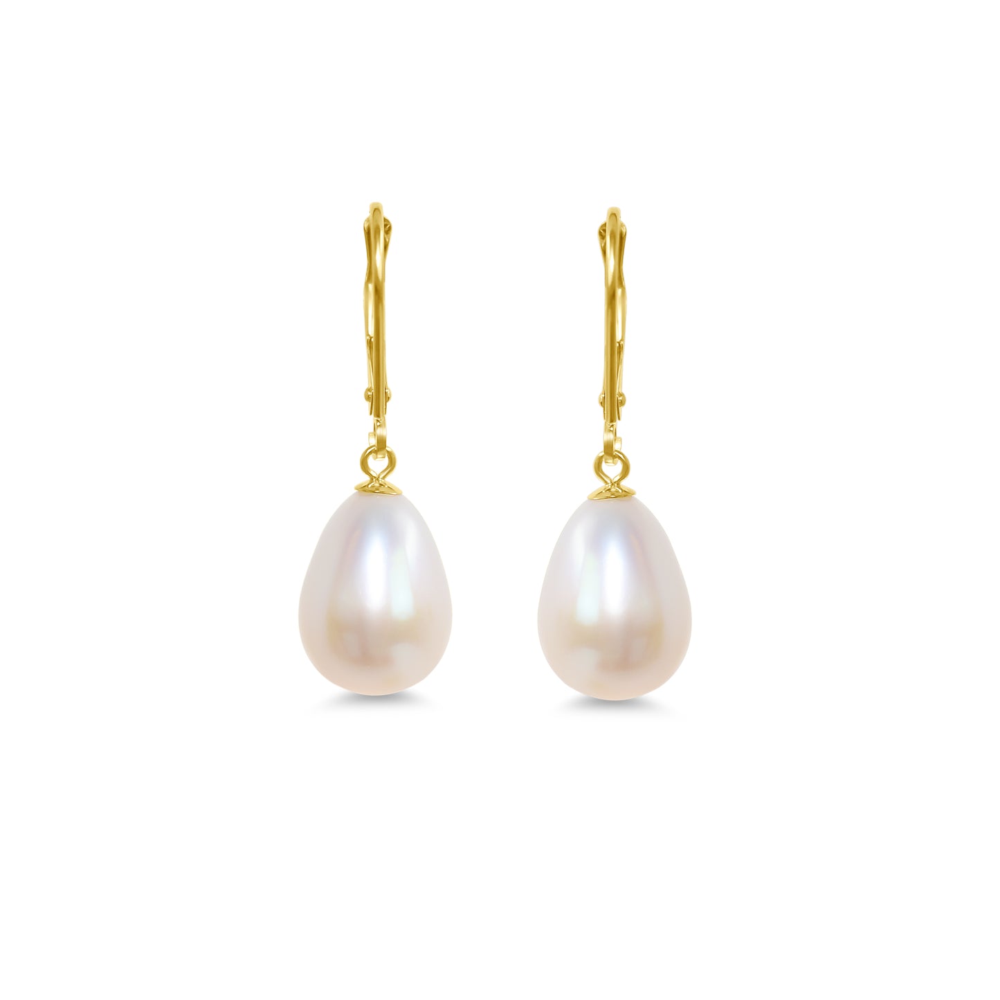 14k White Freshwater Pearl Drop Leverback Earring