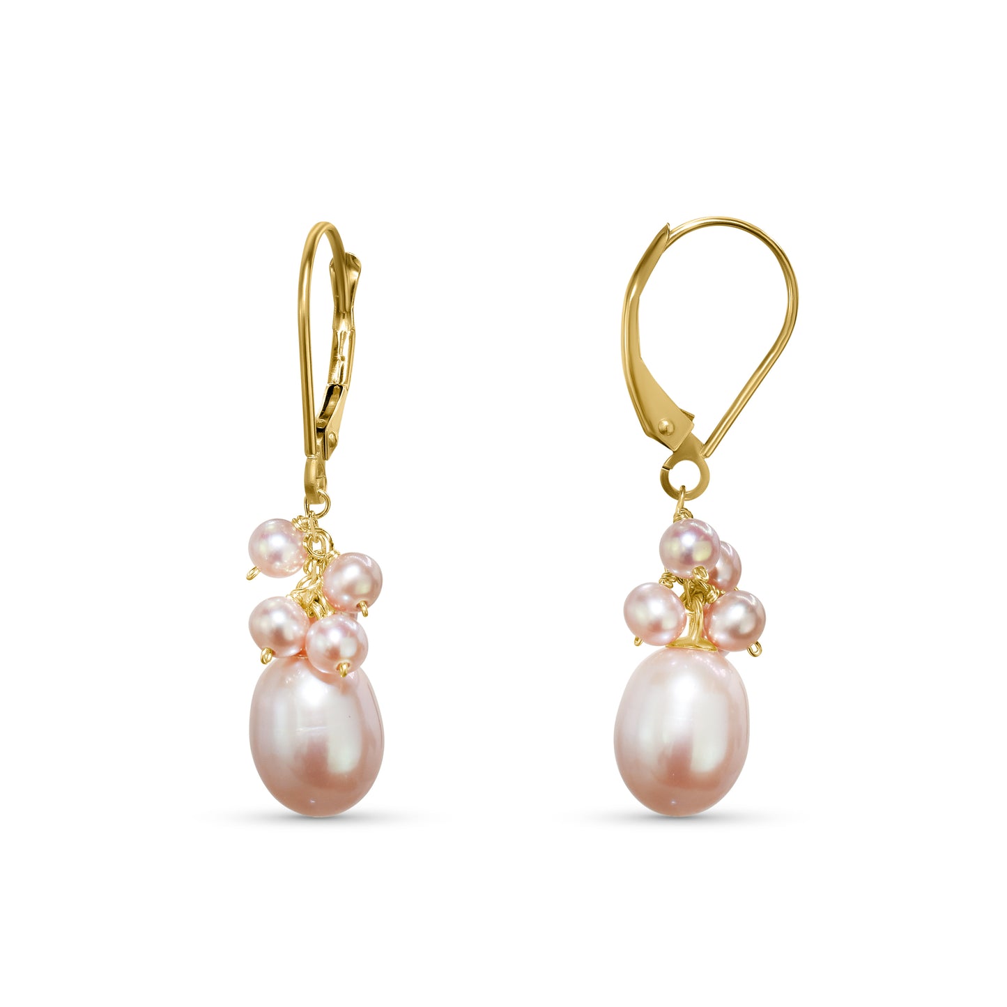 14k Natural Cluster Leverback Earring