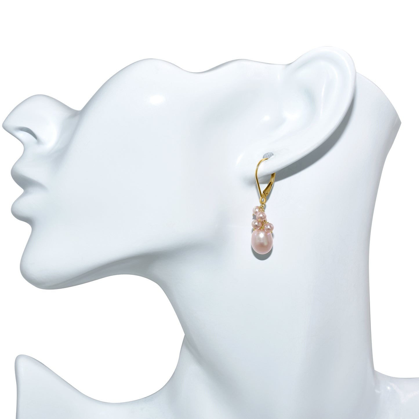 14k Natural Cluster Leverback Earring