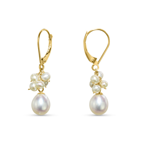 14k Natural Cluster Leverback Earring