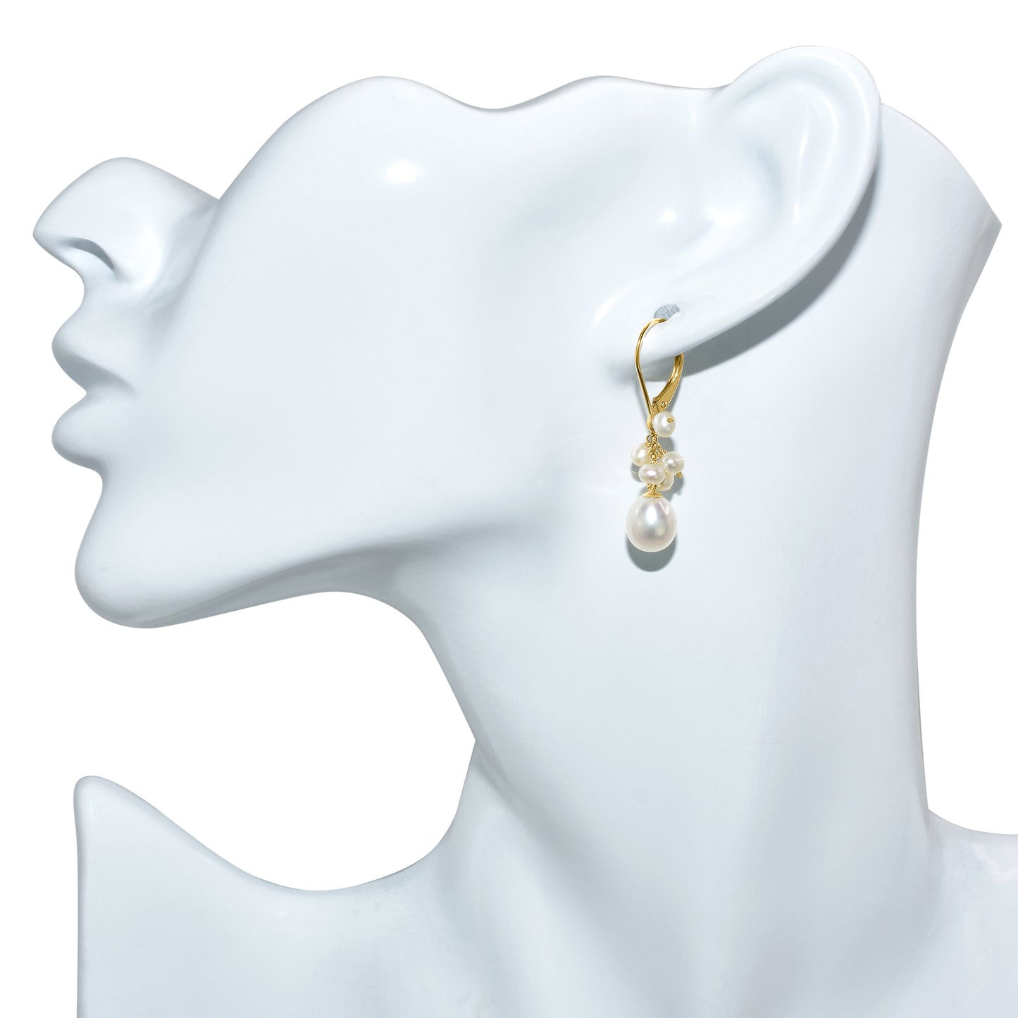 14k Natural Cluster Leverback Earring