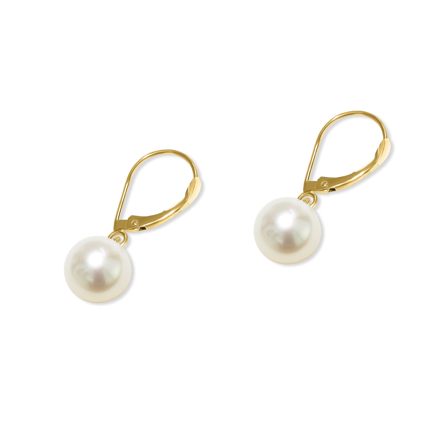 14k White Pearl Drop Leverback Earring