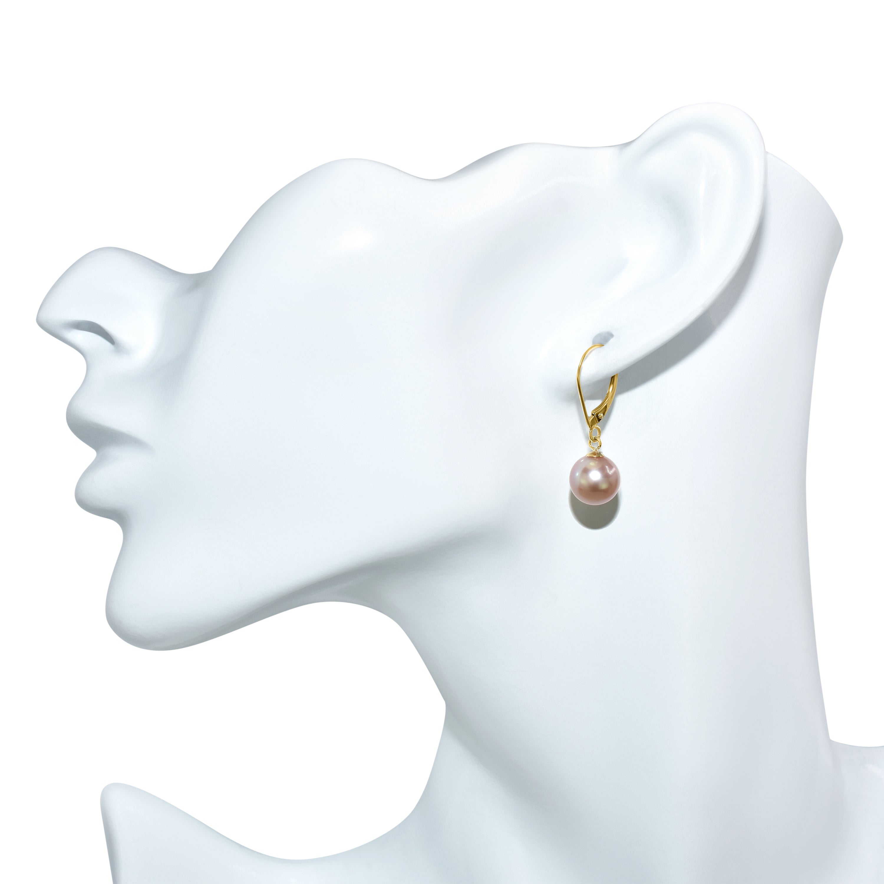 14k Natural Pink Dangle Leverback Earring
