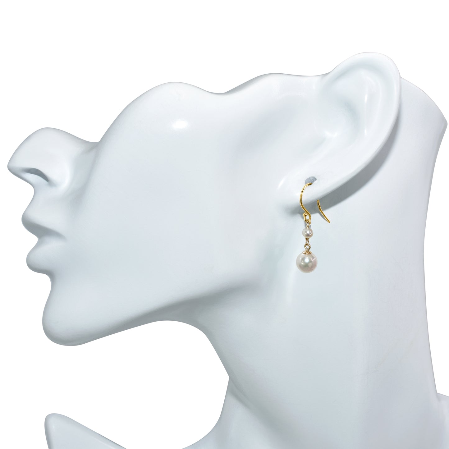 14k White Pearl Dangle Hook Earring